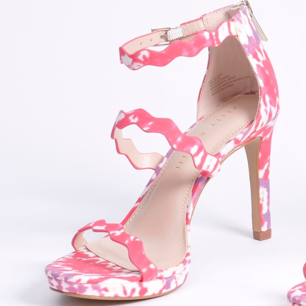 Kelly and Katie, Womens Pink Multi Strappy Zip Heels Shoes Size 7M - Picture 2 of 9